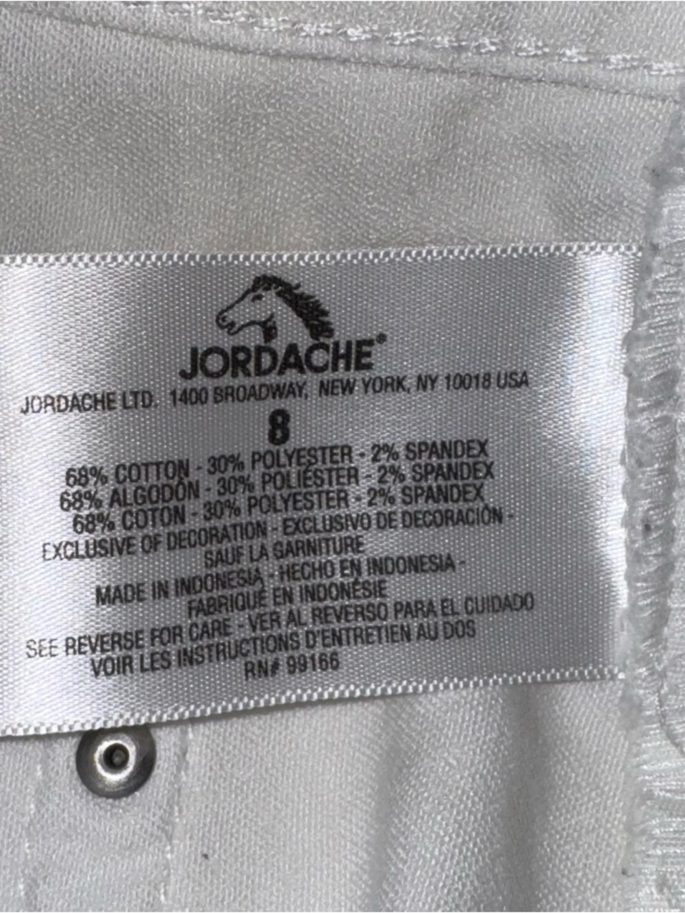 White Jordache Extra Stretch Skinny Jeans, Sz 8 - Picture 9 of 10